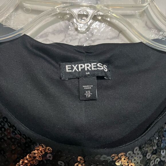 Express Black and Gold Sequin Mini Dress - Picture 2 of 6